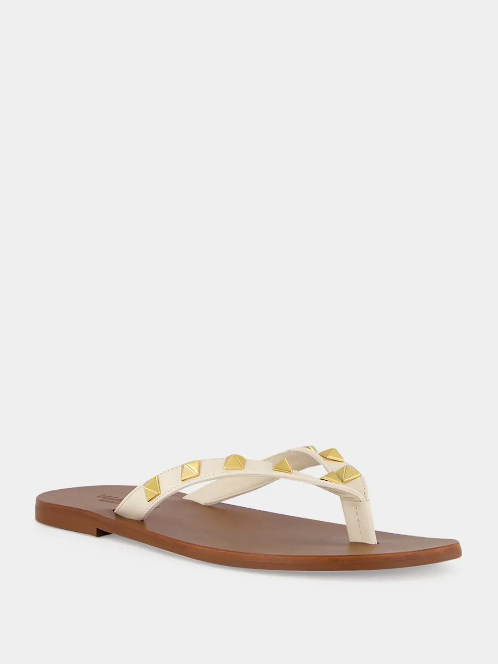 Light Ivory Rockstud Calfskin Sandals sold by Fashion Clinic product image thumbnail 2