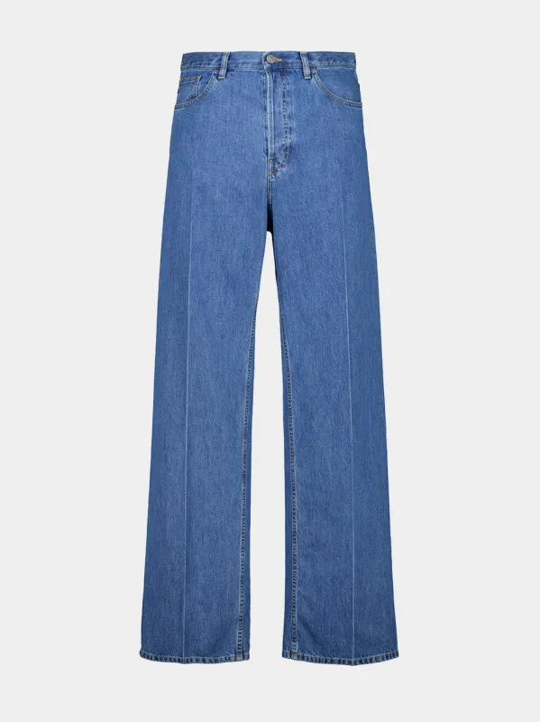 Light Denim Blue Jeans with VLogo Gold made by Valentino Garavani