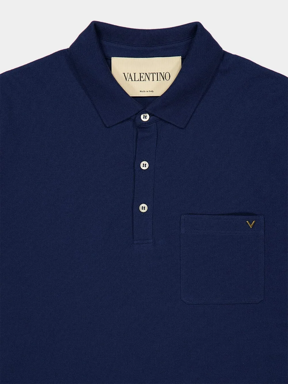 Blue Cotton Piqué Polo Shirt with Vgold sold by Fashion Clinic product image thumbnail 5