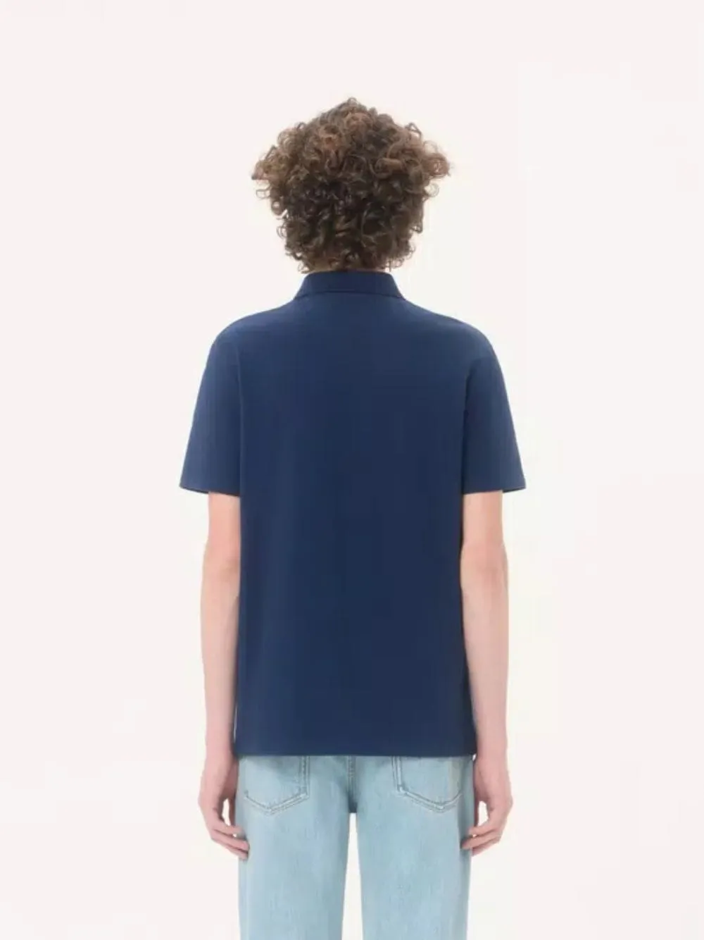 Blue Cotton Piqué Polo Shirt with Vgold sold by Fashion Clinic product image thumbnail 4