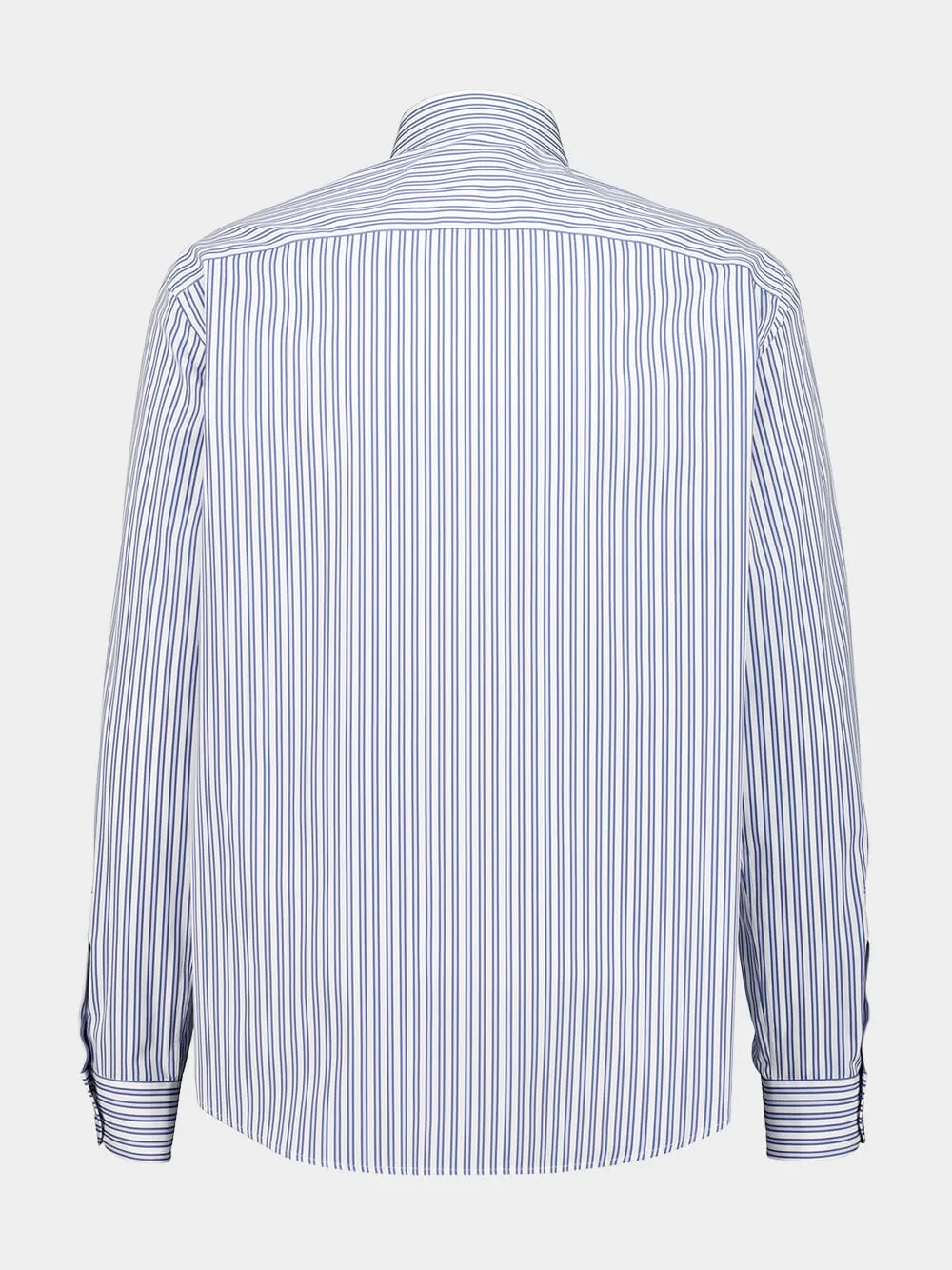 Ivory and Blue Cotton Poplin Shirt with VGold Stripes sold by Fashion Clinic product image thumbnail 2