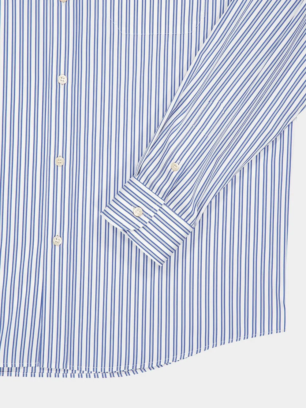 Ivory and Blue Cotton Poplin Shirt with VGold Stripes sold by Fashion Clinic product image thumbnail 3