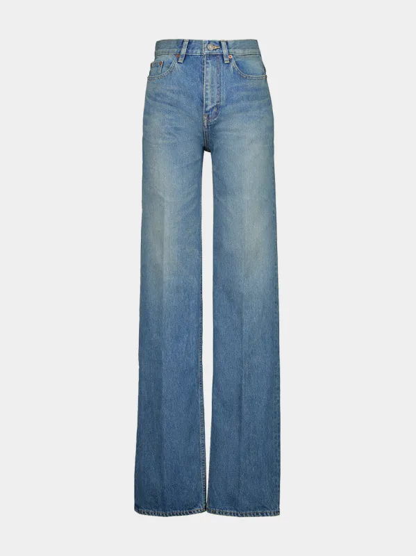 Yves Flared Jeans in Midi Blue Denim made by Yves Saint Laurent