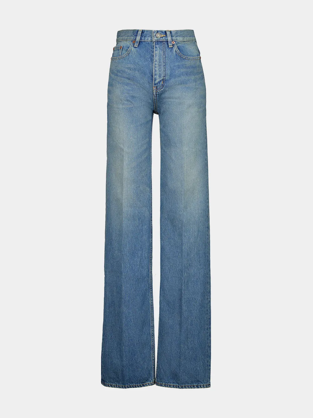 Yves Flared Jeans in Midi Blue Denim sold by Fashion Clinic