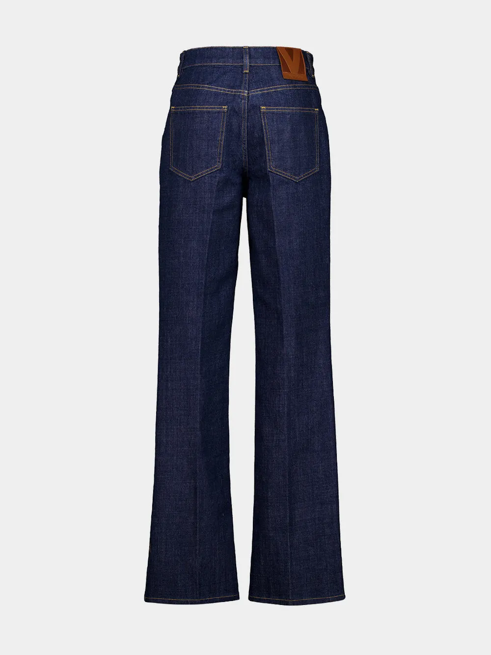 Dark Blue Denim Trousers with Logo Buttons sold by Fashion Clinic product image thumbnail 3