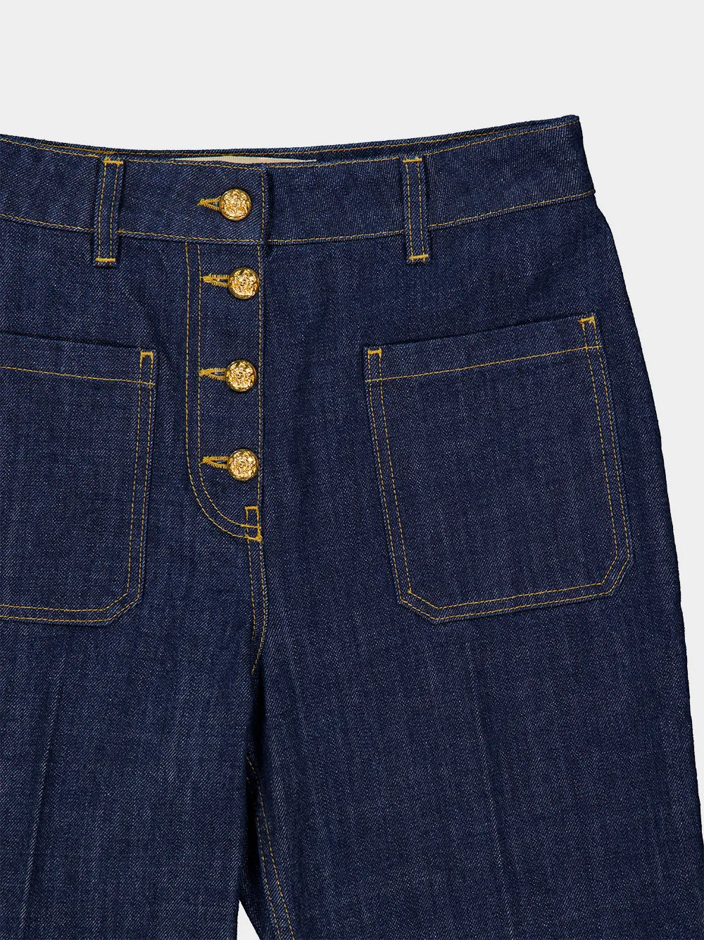 Dark Blue Denim Trousers with Logo Buttons sold by Fashion Clinic product image thumbnail 5