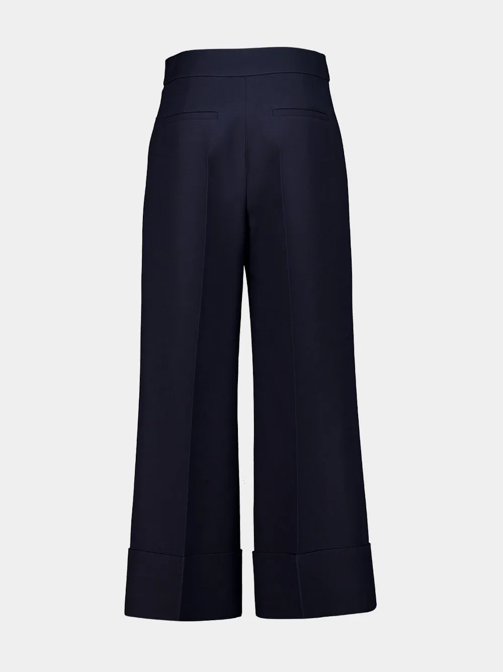 Navy VLogo Wool Wide-Leg Trousers sold by Fashion Clinic product image thumbnail 2