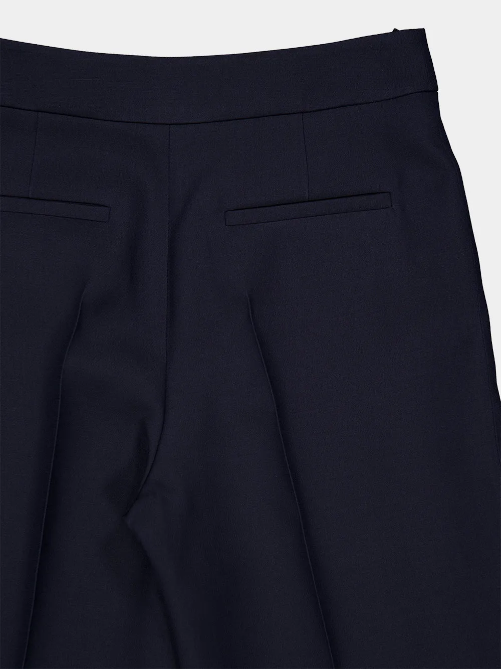 Navy VLogo Wool Wide-Leg Trousers sold by Fashion Clinic product image thumbnail 5