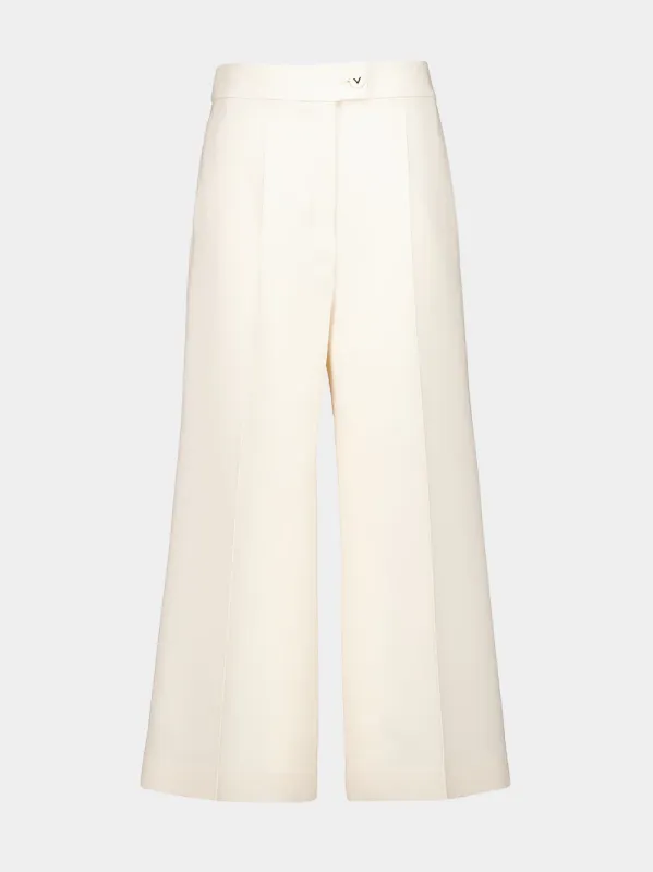 Vanilla Crepe Couture Wide-Leg Trousers made by Valentino Garavani