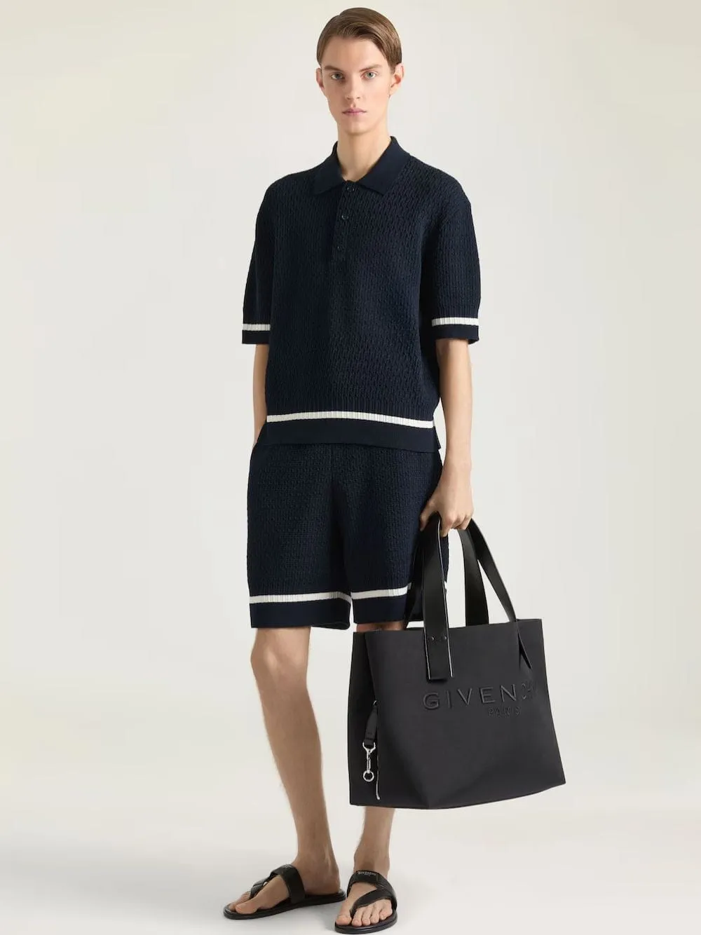 Night Blue Knit Polo with Givenchy Paris Embroidery sold by Fashion Clinic product image thumbnail 2