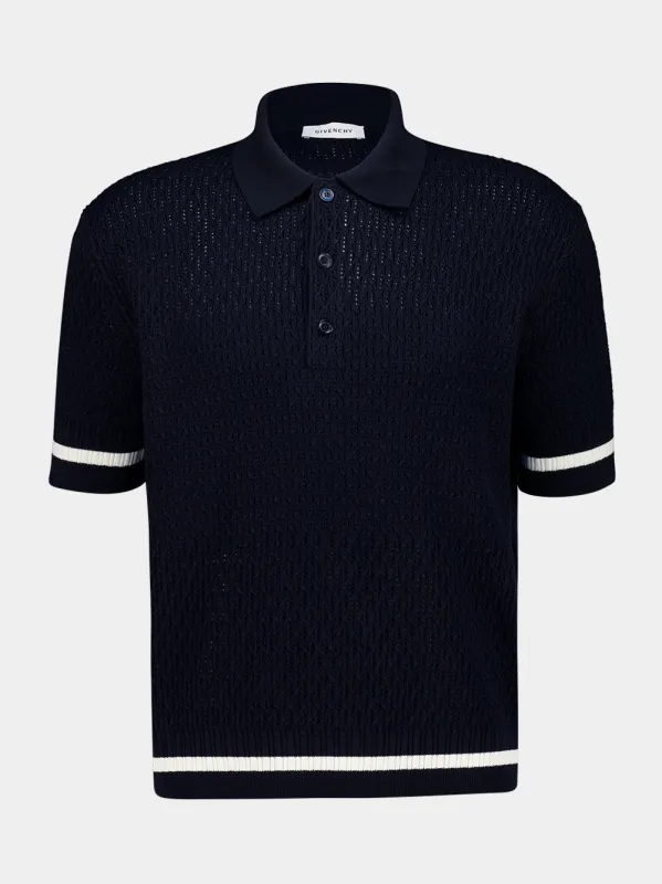 Night Blue Knit Polo with Givenchy Paris Embroidery made by Givenchy