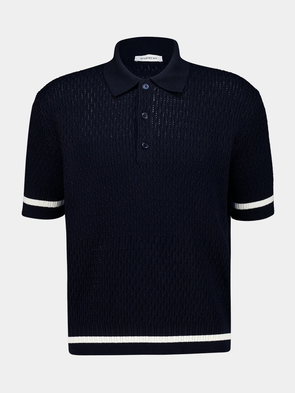 Night Blue Knit Polo with Givenchy Paris Embroidery sold by Fashion Clinic