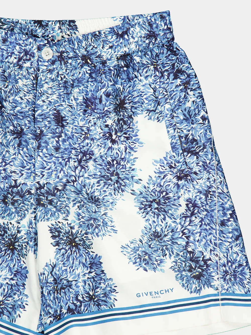 Blue Silk Bermuda Shorts with Pompom Print sold by Fashion Clinic product image thumbnail 3