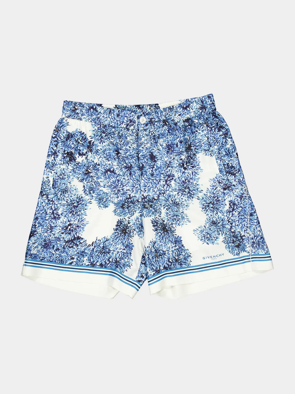 Blue Silk Bermuda Shorts with Pompom Print sold by Fashion Clinic product image thumbnail 5