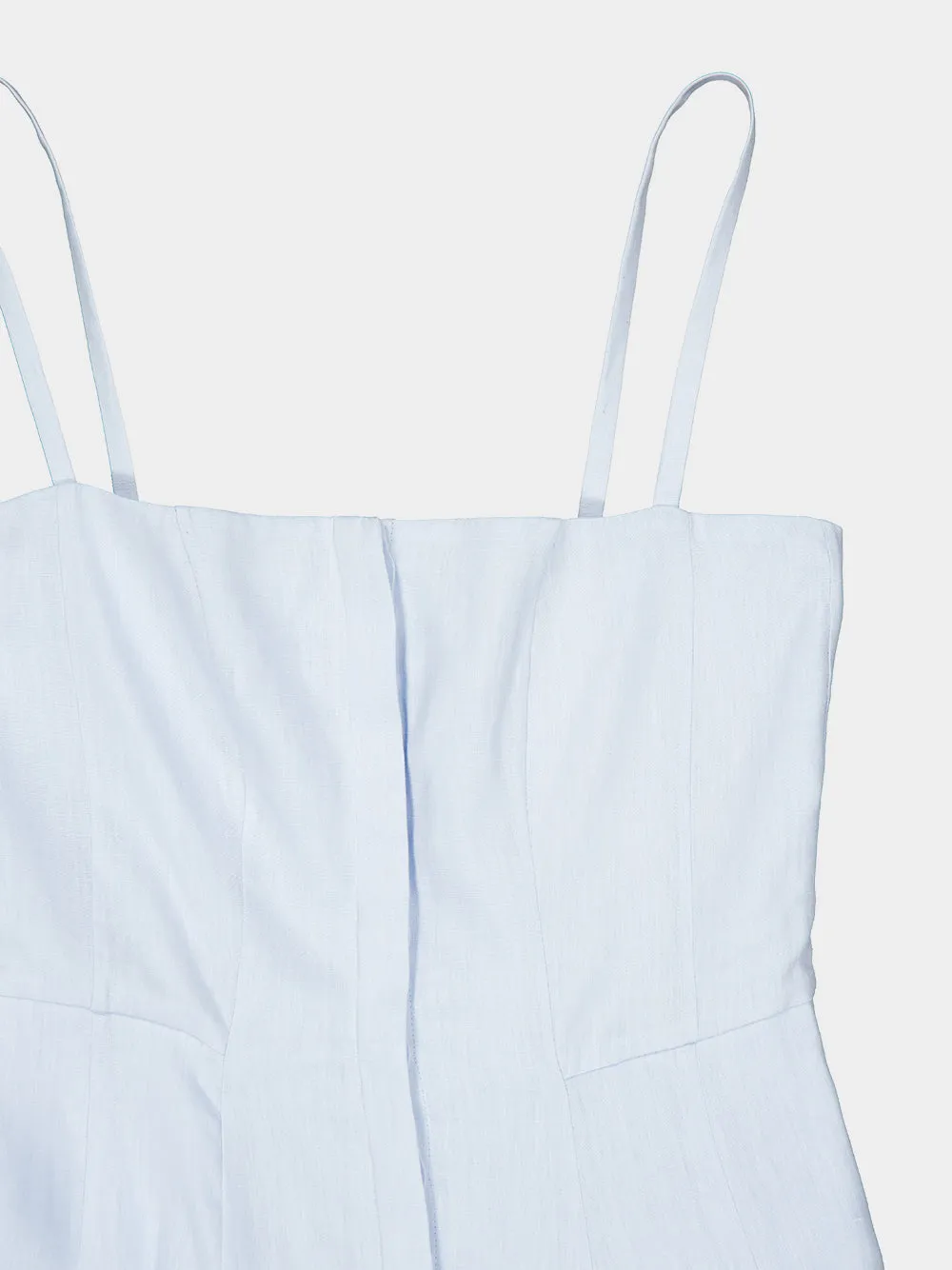 Light Blue Linen Magritte Midi Dress with Straps sold by Fashion Clinic product image thumbnail 3
