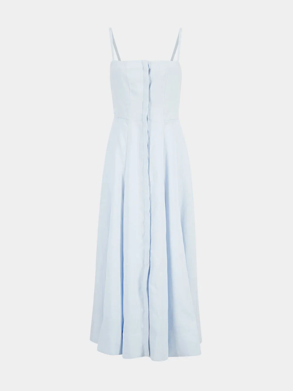 Light Blue Linen Magritte Midi Dress with Straps sold by Fashion Clinic