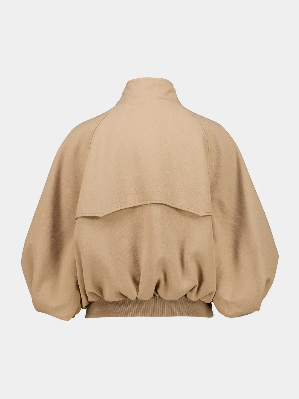 Camel Aluin Cropped Zipped Wool Jacket sold by Fashion Clinic product image thumbnail 2