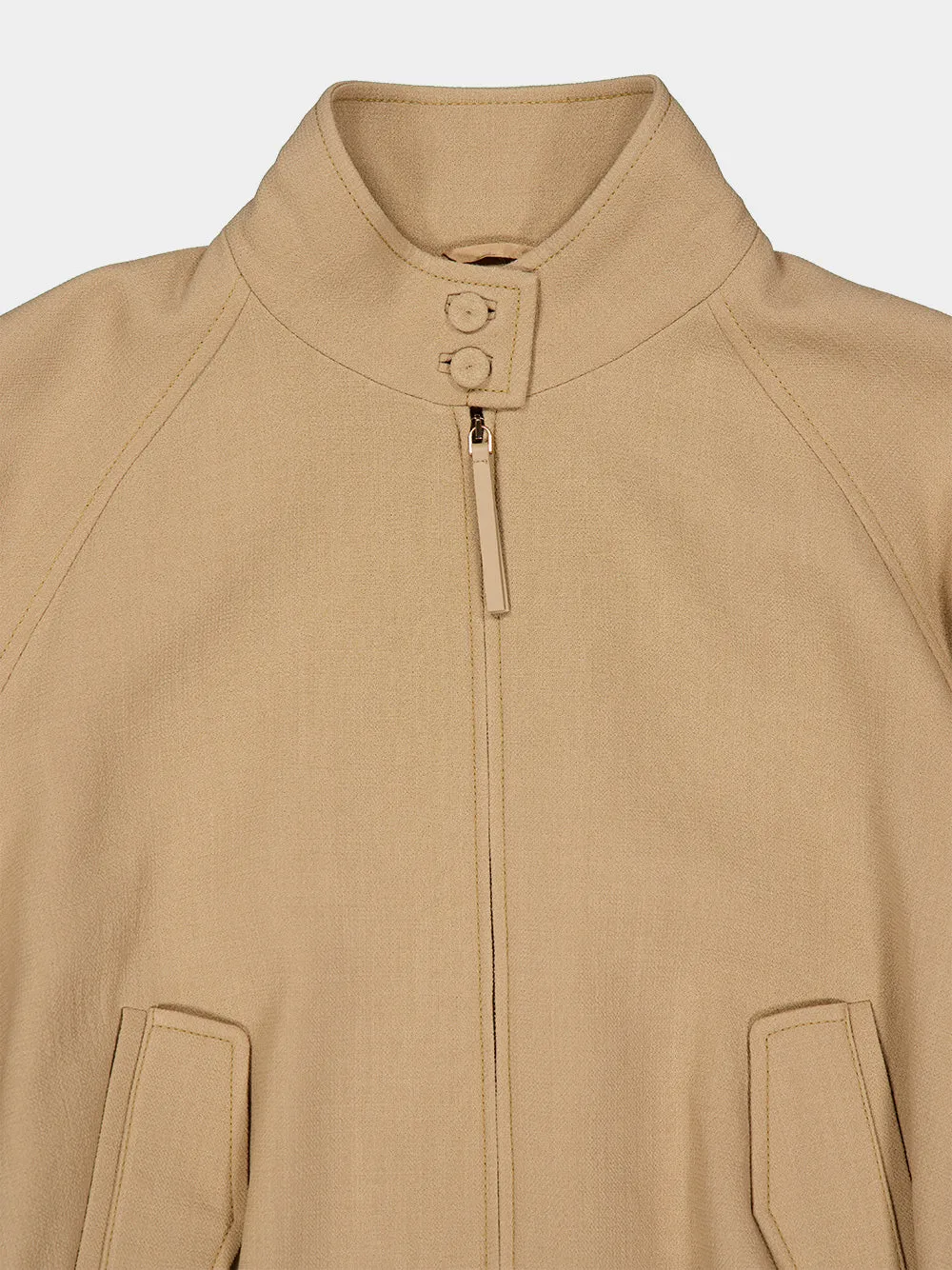 Camel Aluin Cropped Zipped Wool Jacket sold by Fashion Clinic product image thumbnail 3