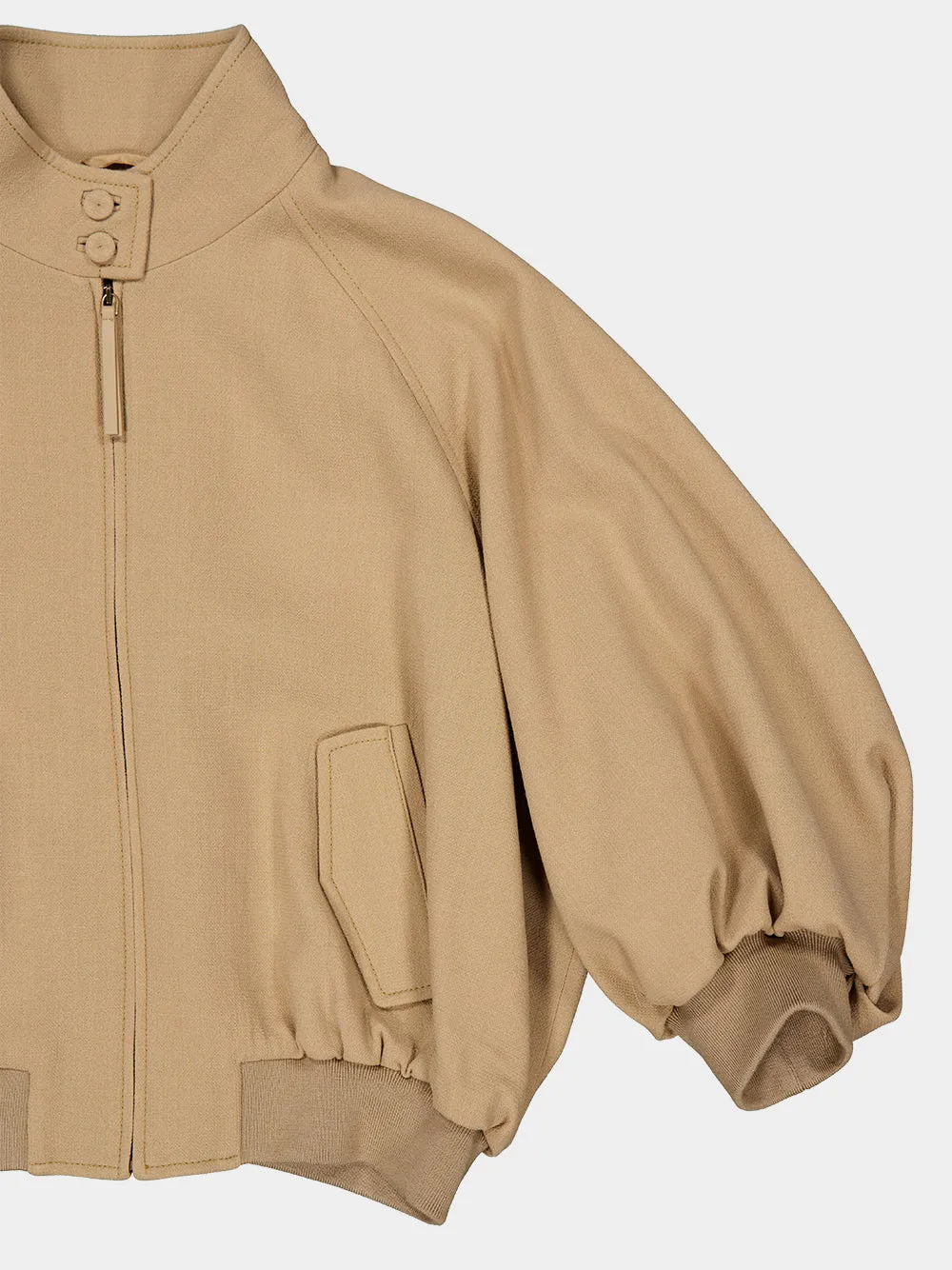 Camel Aluin Cropped Zipped Wool Jacket sold by Fashion Clinic product image thumbnail 4