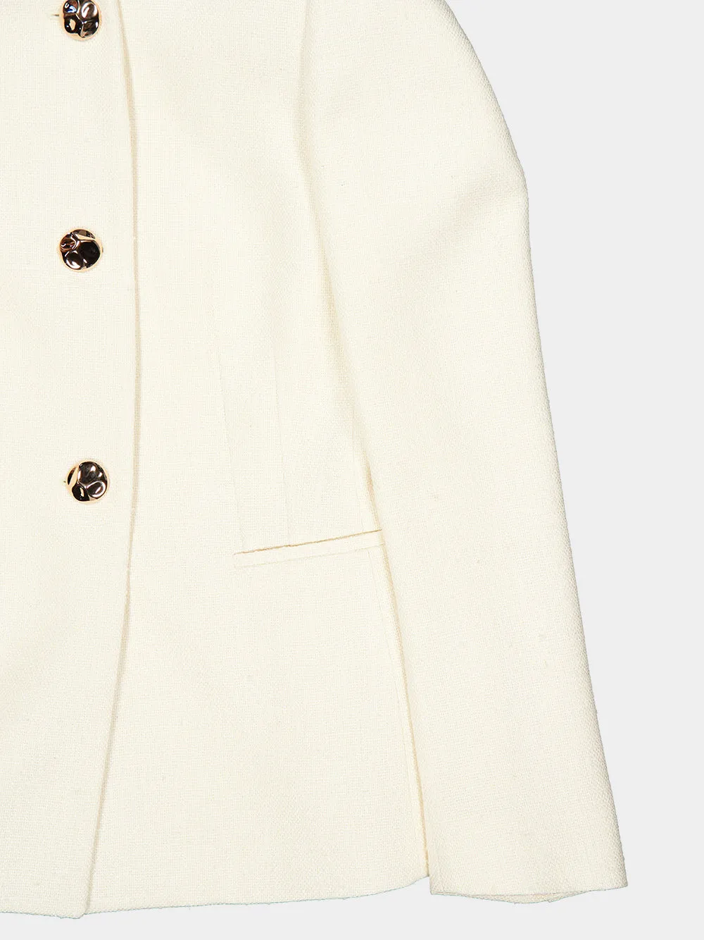 Ivory Silk Daelan Single-Breasted Jacket sold by Fashion Clinic product image thumbnail 4