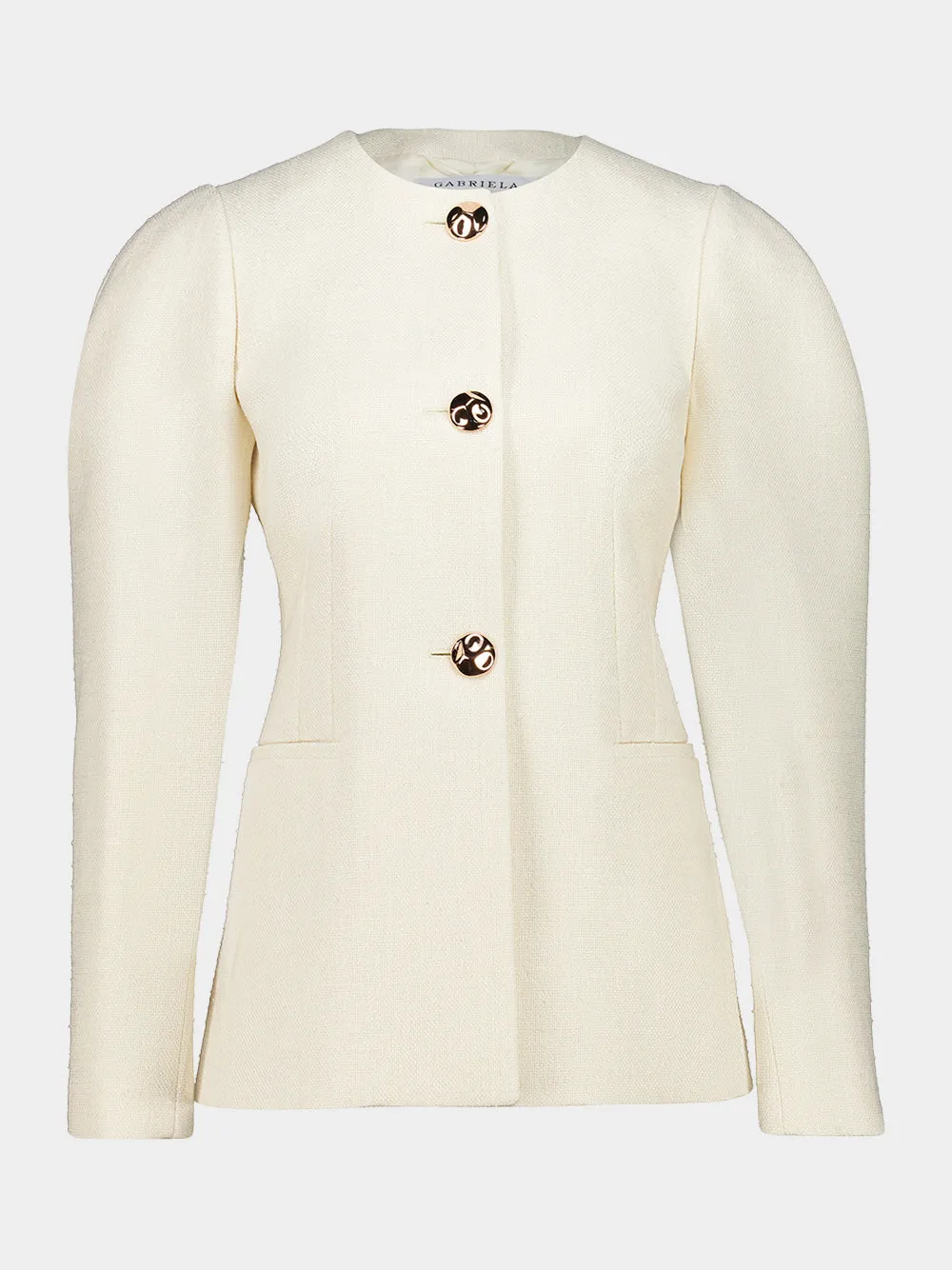 Ivory Silk Daelan Single-Breasted Jacket sold by Fashion Clinic