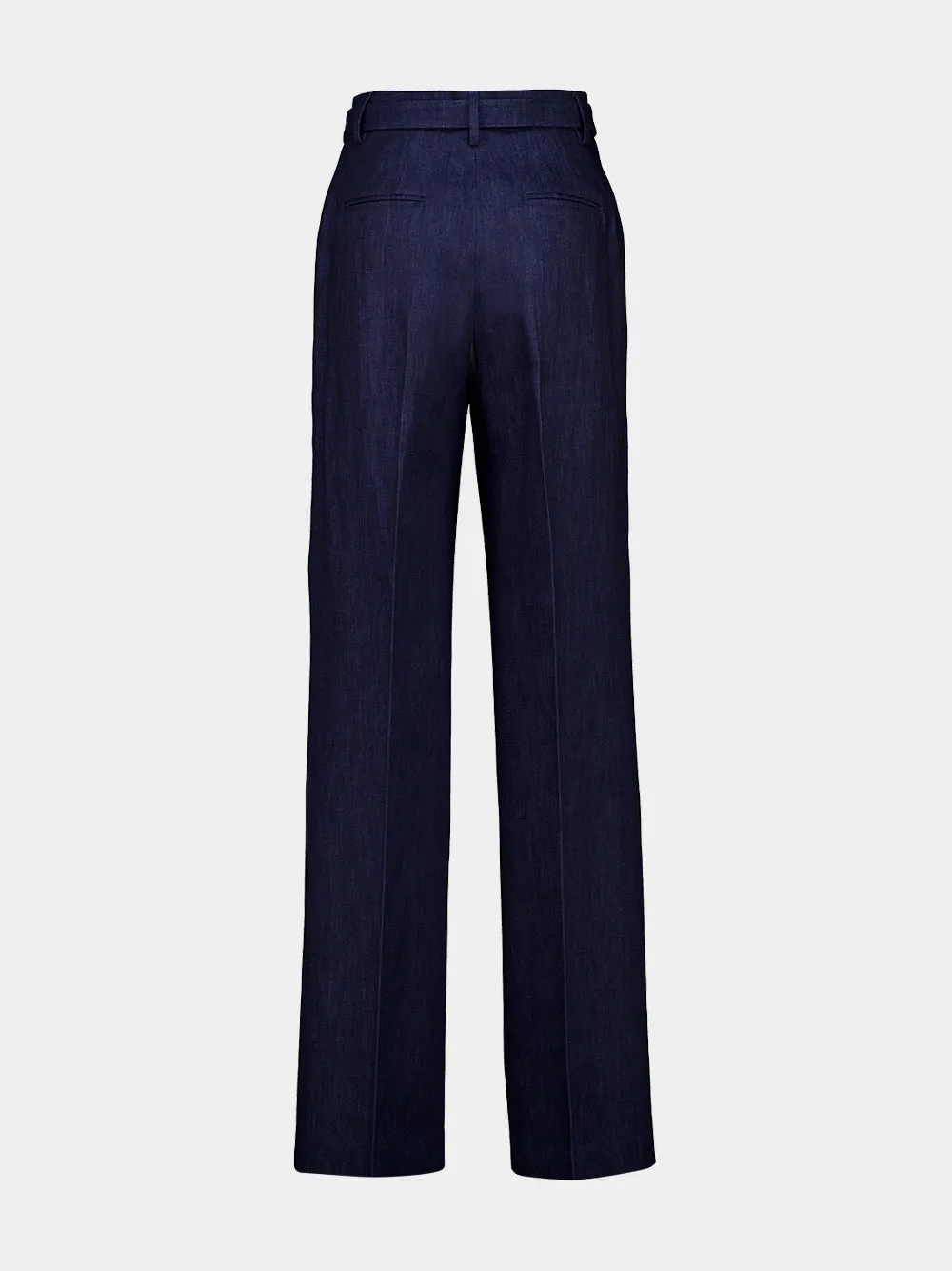 Blue Denim Norman Wide-Leg Cotton Trousers sold by Fashion Clinic product image thumbnail 2