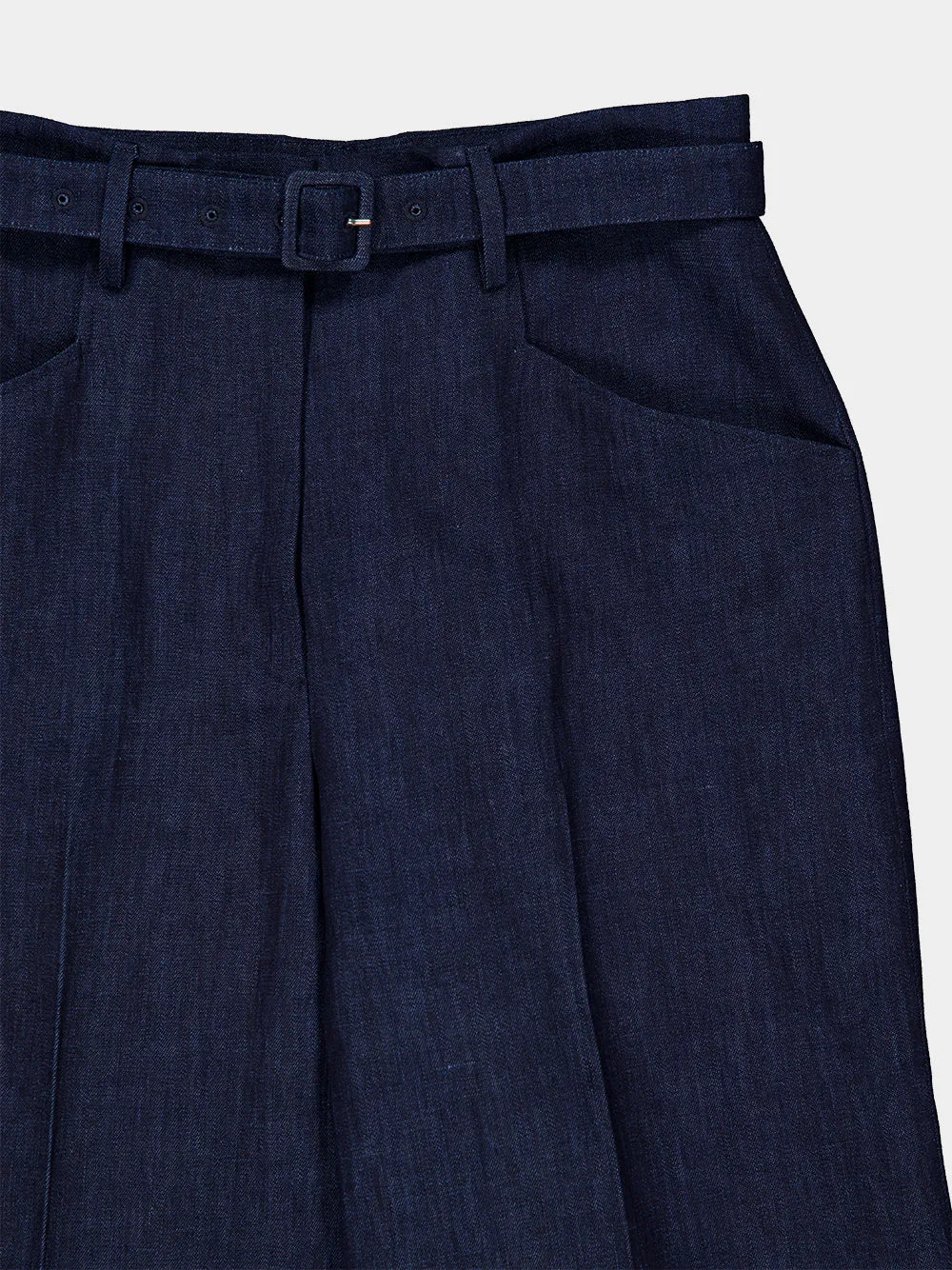 Blue Denim Norman Wide-Leg Cotton Trousers sold by Fashion Clinic product image thumbnail 3
