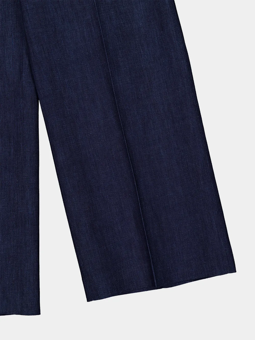 Blue Denim Norman Wide-Leg Cotton Trousers sold by Fashion Clinic product image thumbnail 4