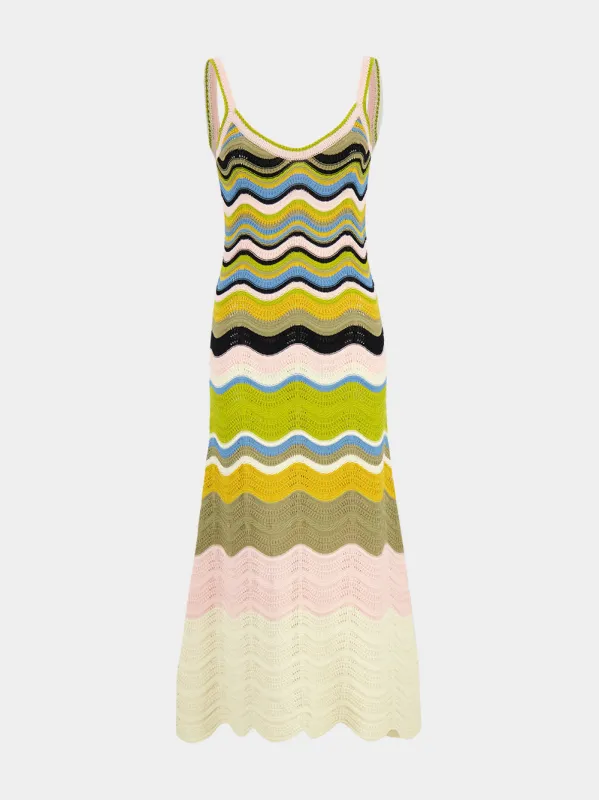 Green and Pink Cotton Knit Chevron Sundress made by LA DoubleJ