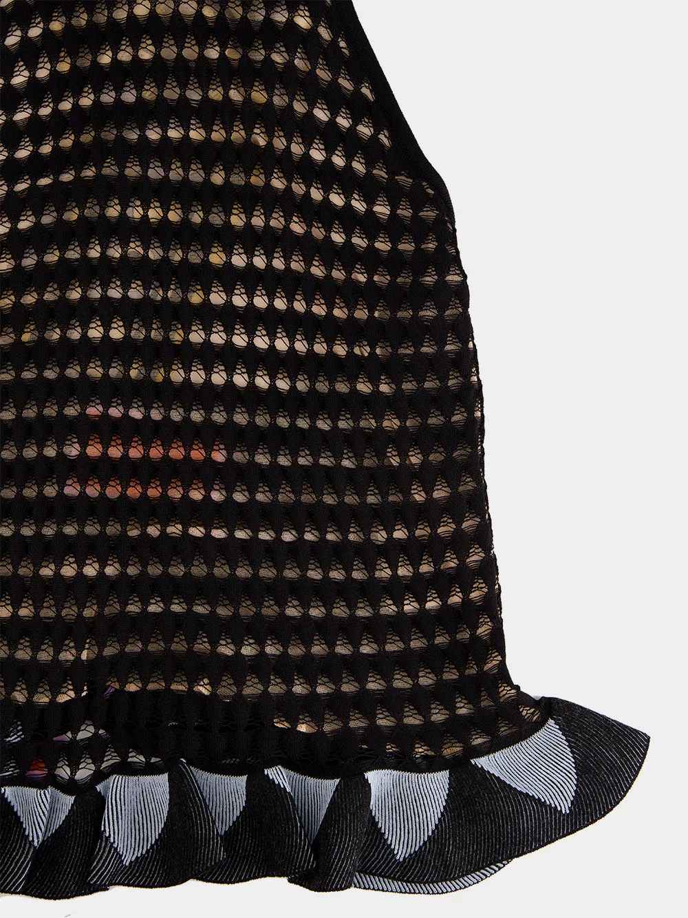 Solid Black Viscose Silk Blend Lace Fiocchetto Top sold by Fashion Clinic product image thumbnail 5