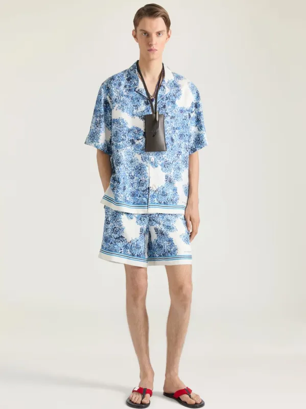 Blue Silk Shirt with Pompom Print made by Givenchy