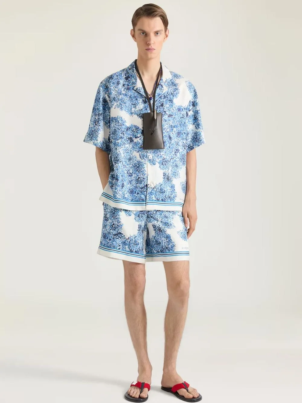 Blue Silk Shirt with Pompom Print sold by Fashion Clinic