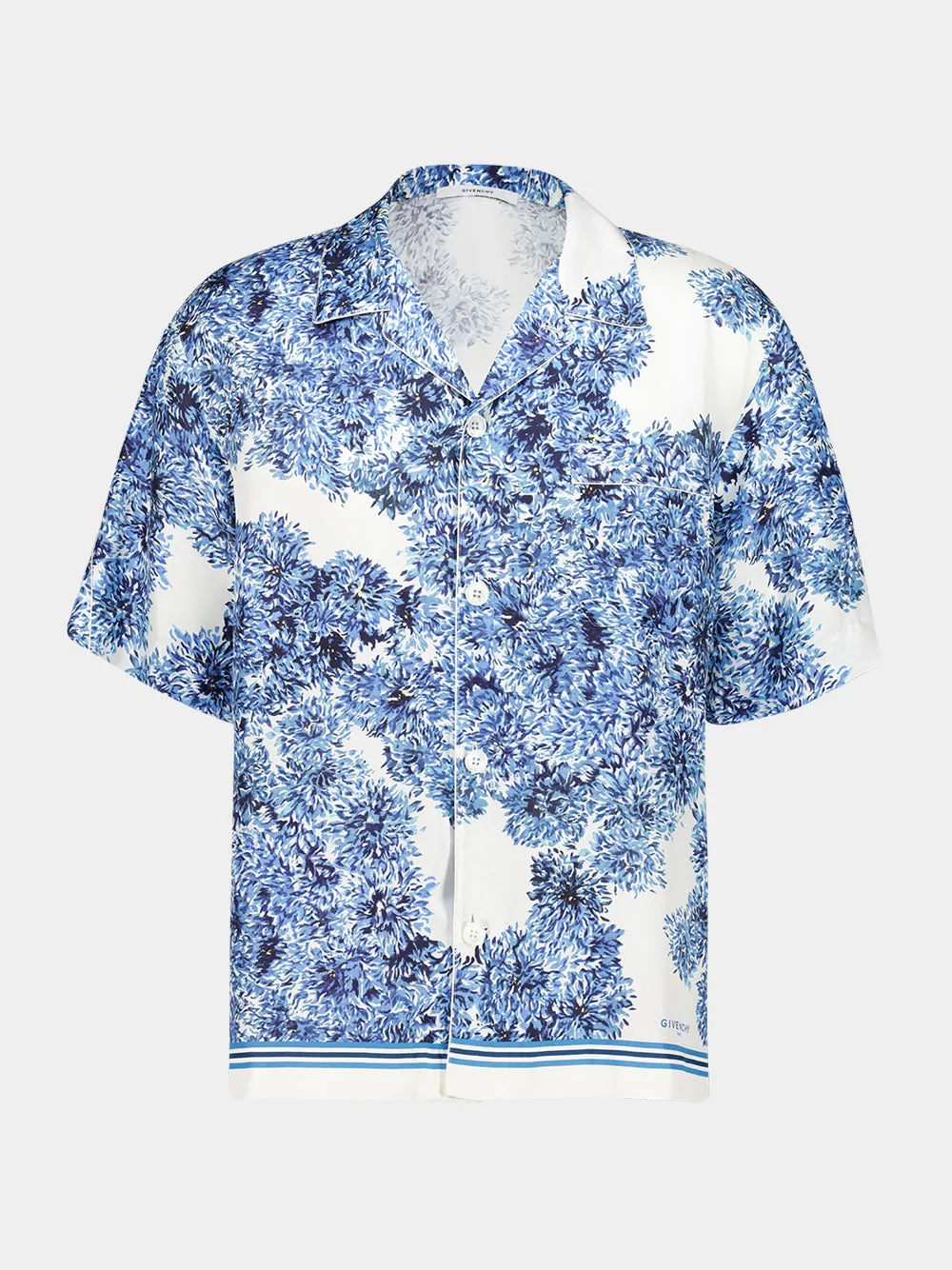 Blue Silk Shirt with Pompom Print sold by Fashion Clinic product image thumbnail 2