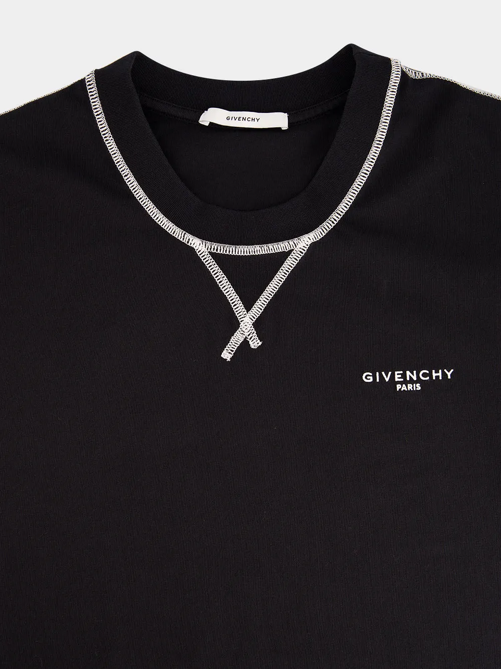 Black Cotton T-Shirt with Contrast Stitching sold by Fashion Clinic product image thumbnail 3