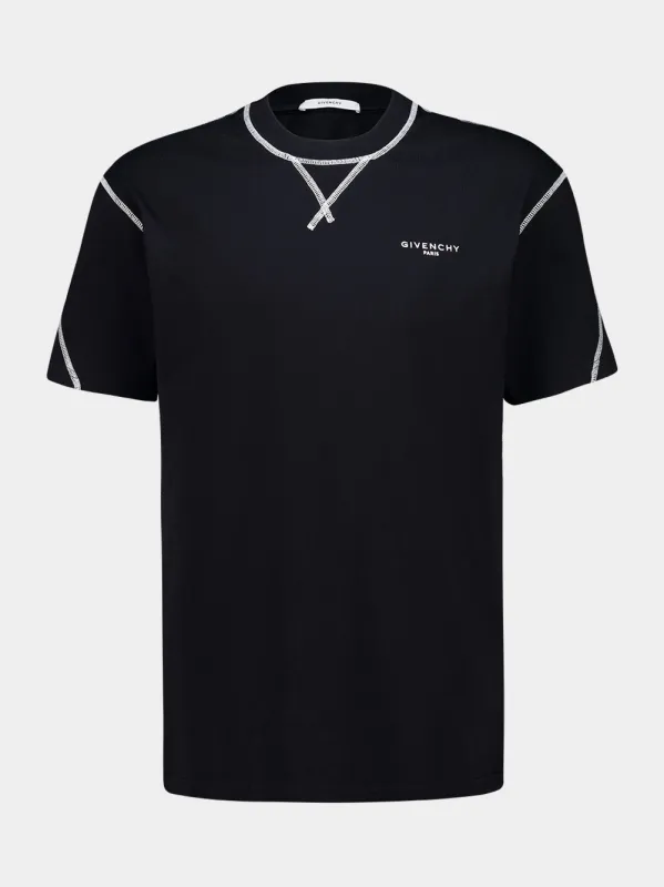 Black Cotton T-Shirt with Contrast Stitching made by Givenchy