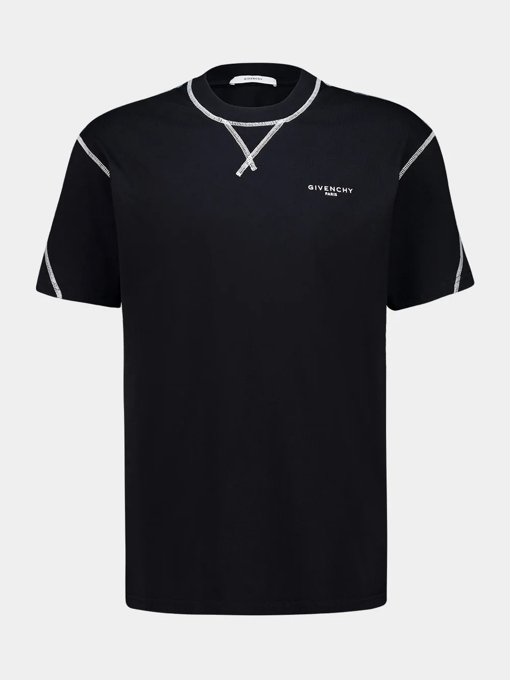 Black Cotton T-Shirt with Contrast Stitching sold by Fashion Clinic