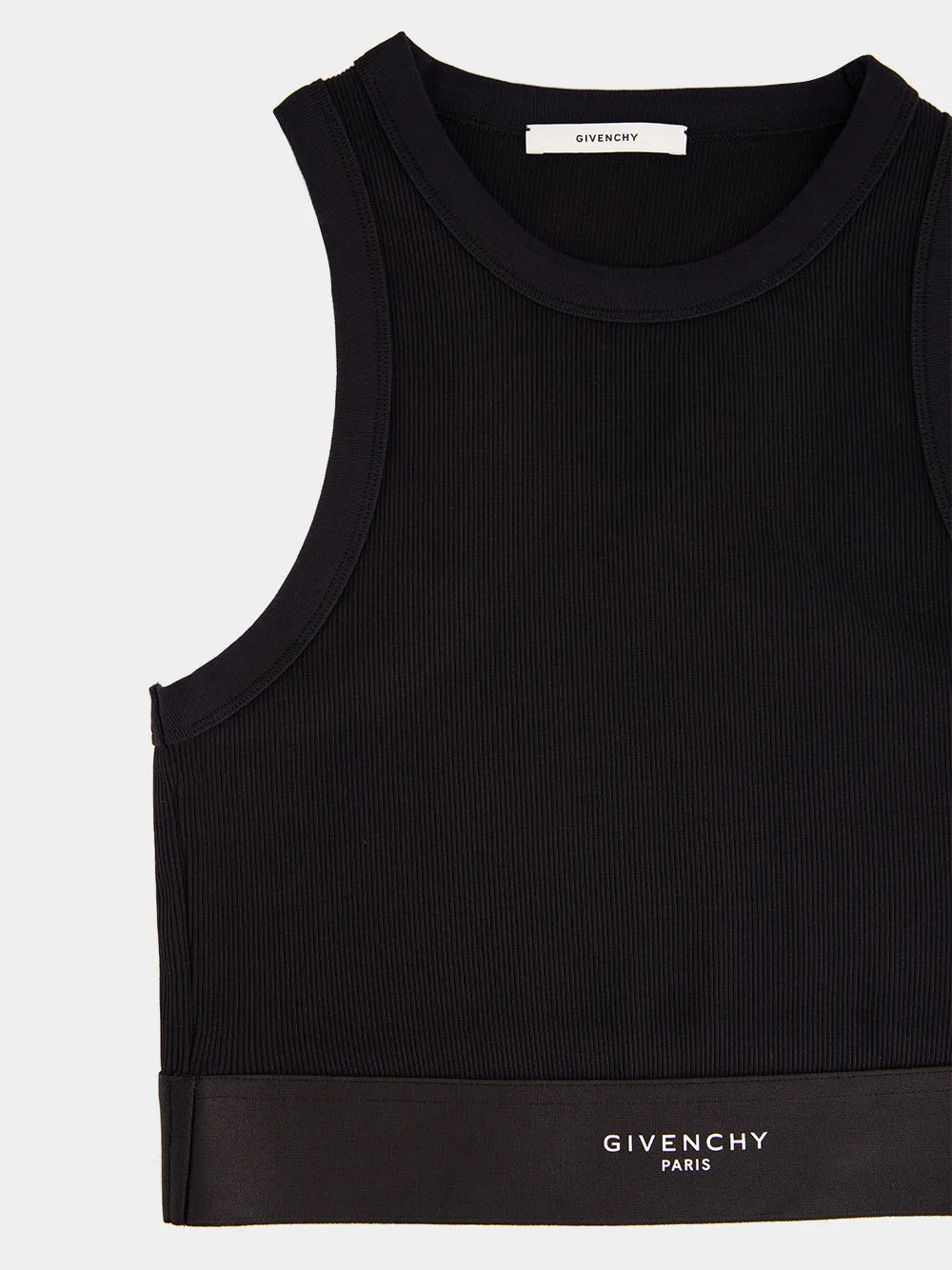 Black Cropped Cotton Tank Top with Band sold by Fashion Clinic product image thumbnail 3