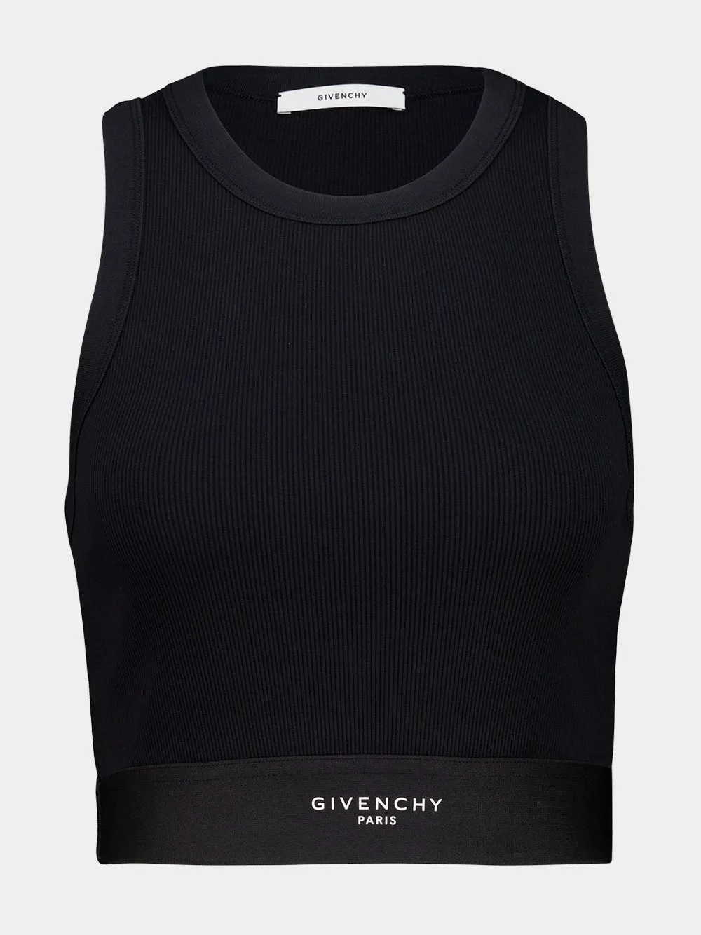 Black Cropped Cotton Tank Top with Band sold by Fashion Clinic