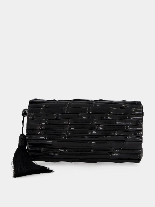 Gaya Lacquered Bamboo Clutch in Black made by Fashion Clinic