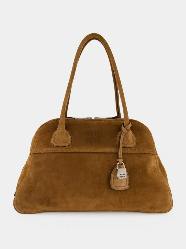 Cocoa Vivant Medium Suede Bag made by Miu Miu