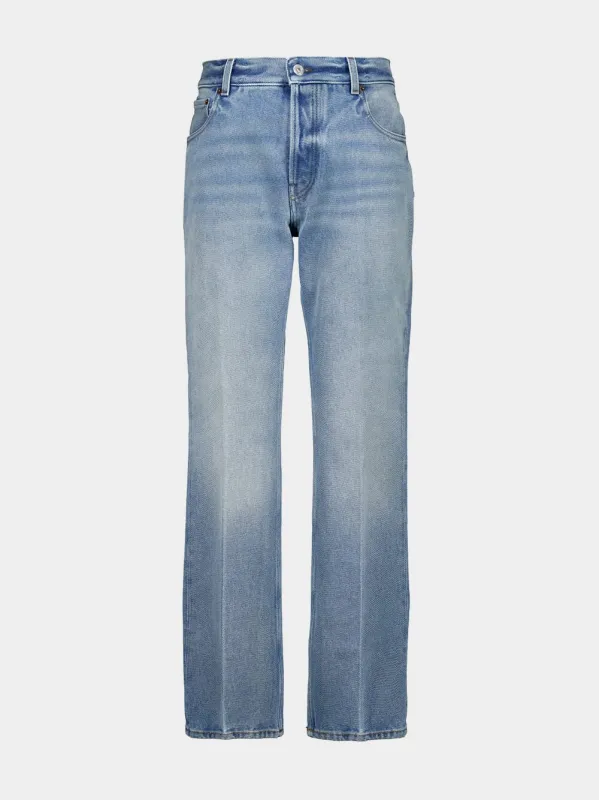 Sapphire Blue Washed Denim Jeans made by Miu Miu