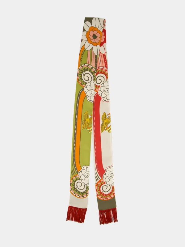 Anemone Ghirlanda Silk Skinny Scarf made by LA DoubleJ