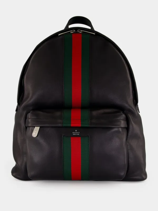 Black Web Trademark Large Backpack made by Gucci