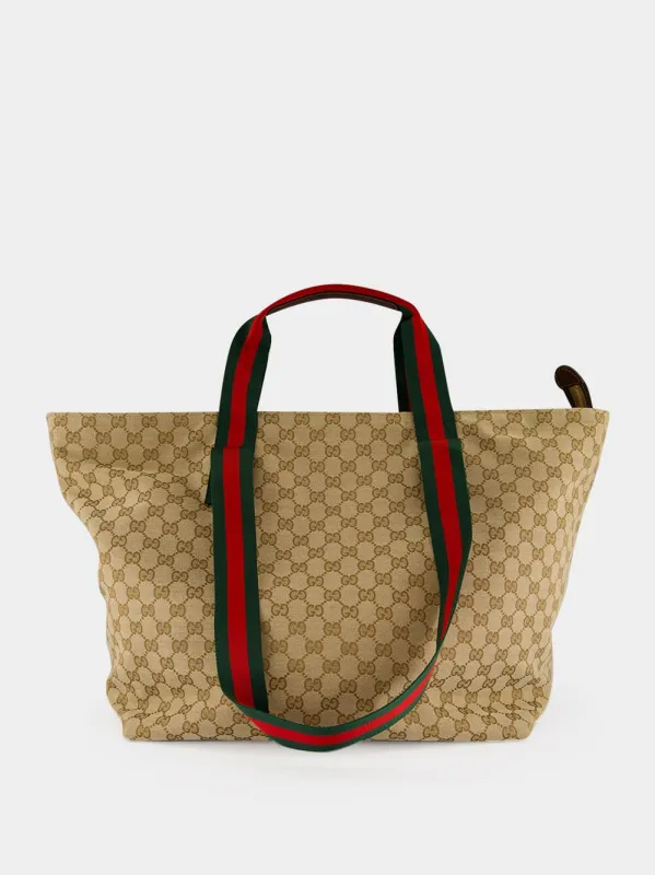 Sand and Brown GG Medium Tote Bag in Canvas made by Gucci