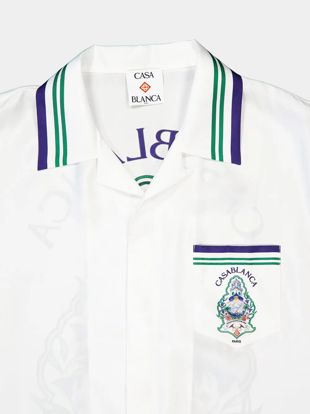 White Hotel Emblem Silk Shirt sold by Fashion Clinic product image thumbnail 5