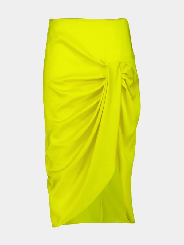 Bright Yellow Draped Midi Skirt made by Stella McCartney