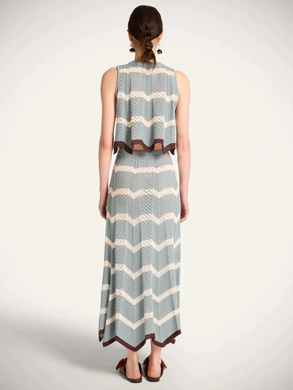 Blue and Ivory Chevron Knit Skirt Boho sold by Fashion Clinic product image thumbnail 3