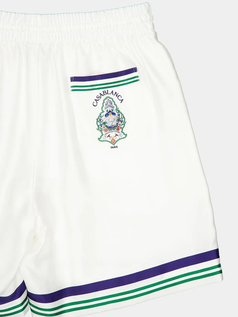 White Hotel Emblem Silk Shorts sold by Fashion Clinic product image thumbnail 4
