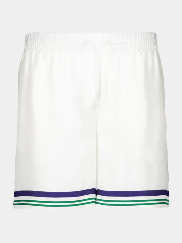 White Hotel Emblem Silk Shorts made by Casablanca