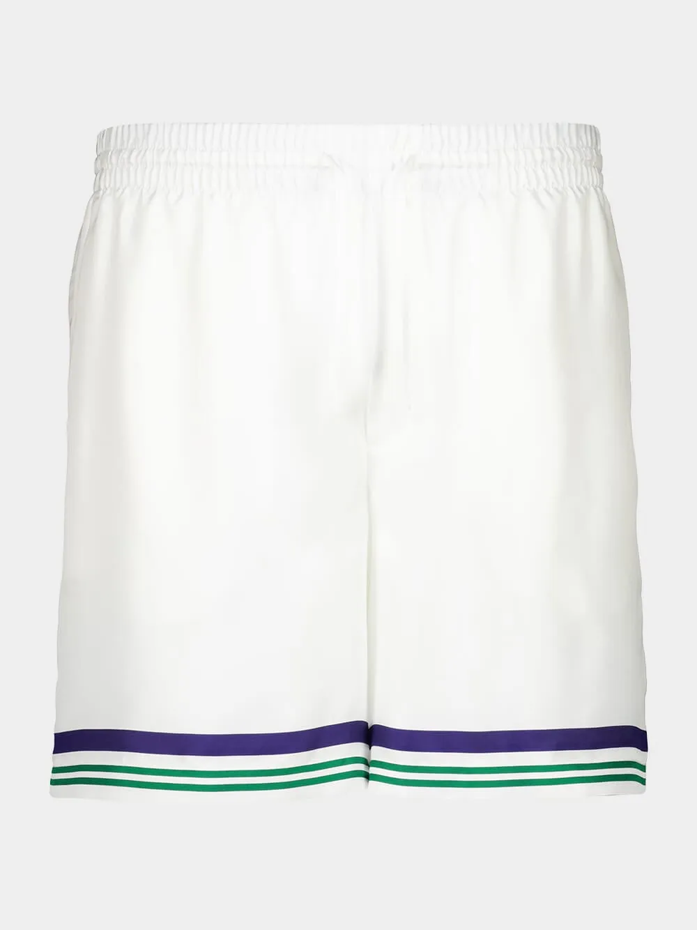 White Hotel Emblem Silk Shorts sold by Fashion Clinic